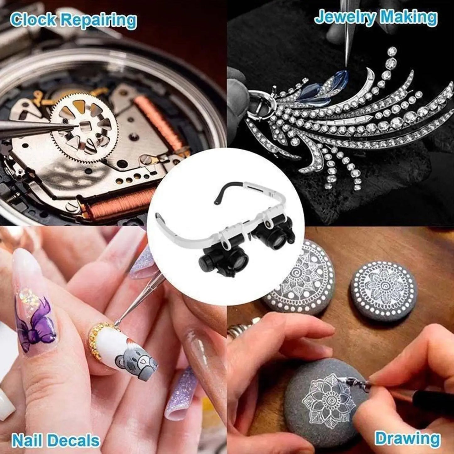 2X LED Watch Jeweler Repair Magnifier Head-Mounted Adjustable Magnifying Glasses Loupe Lens 8X 15X 23X