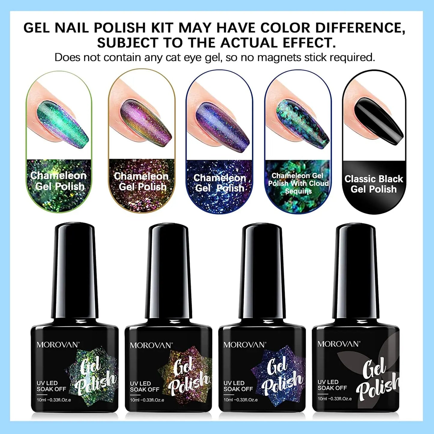 Morovan Chameleon Gel Nail Polish Set With Base Top