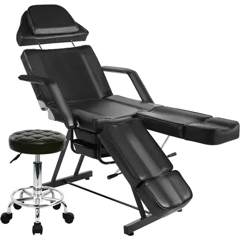 Tattoo Facial Chair for Client, Professional Beauty Massage Spa Table Adjustable Black Lash Facial Esthetician Bed for Artist