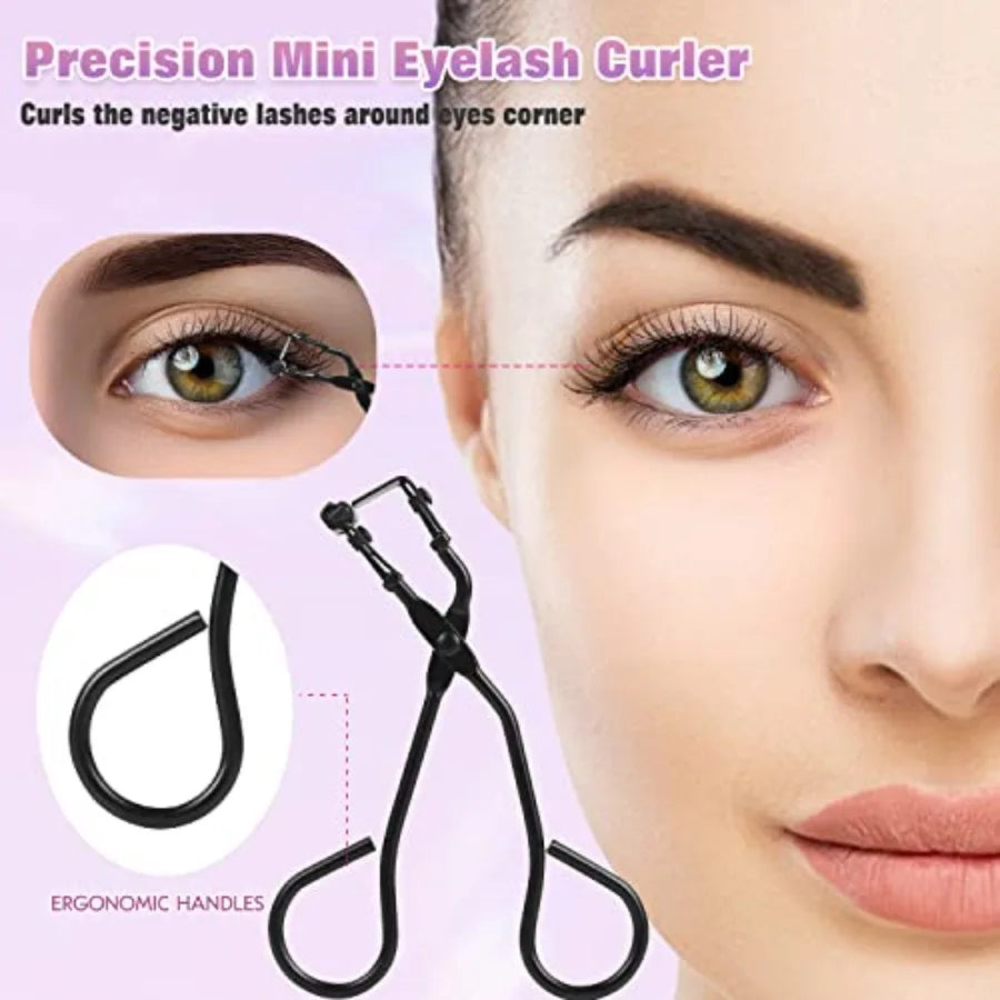 Eyelash Curler Kit With Silicone Pads Tweezers Comb