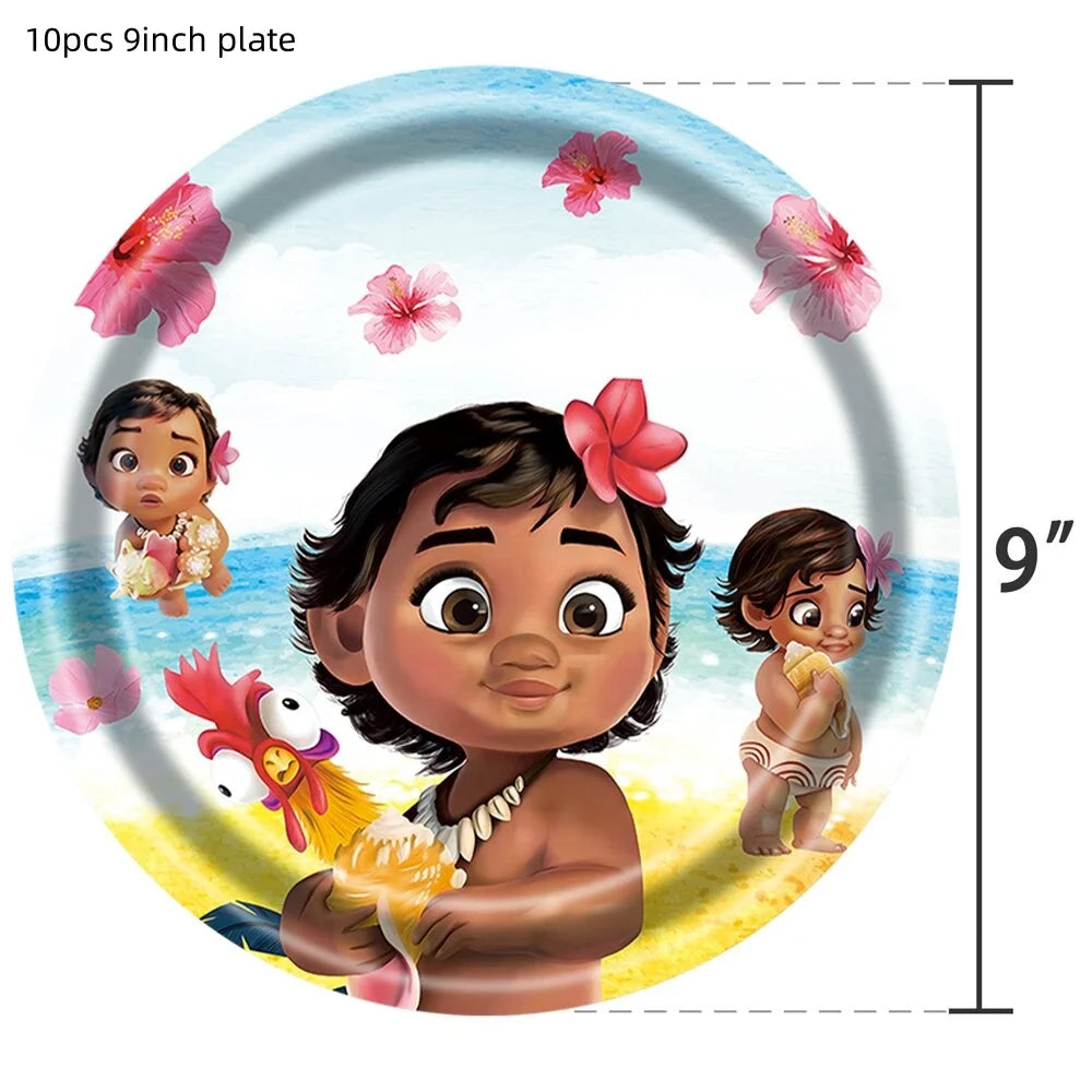 Disney Moana Theme Party Set Vaiana Oceania Birthday Decoration Plates Balloons Cake Toppers Girls Favor