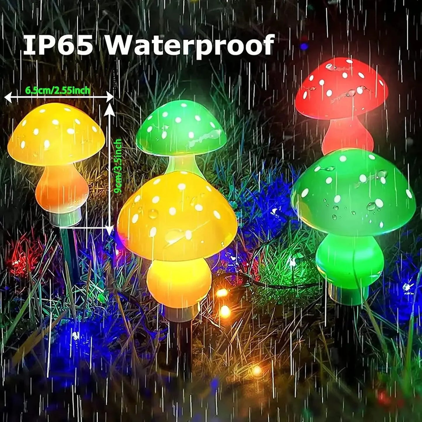 8 Pieces Set Outdoor Mushroom Solar Garden Lights 50 LED 8 Modes Waterproof Fairy String Light for Yard Patio Decor