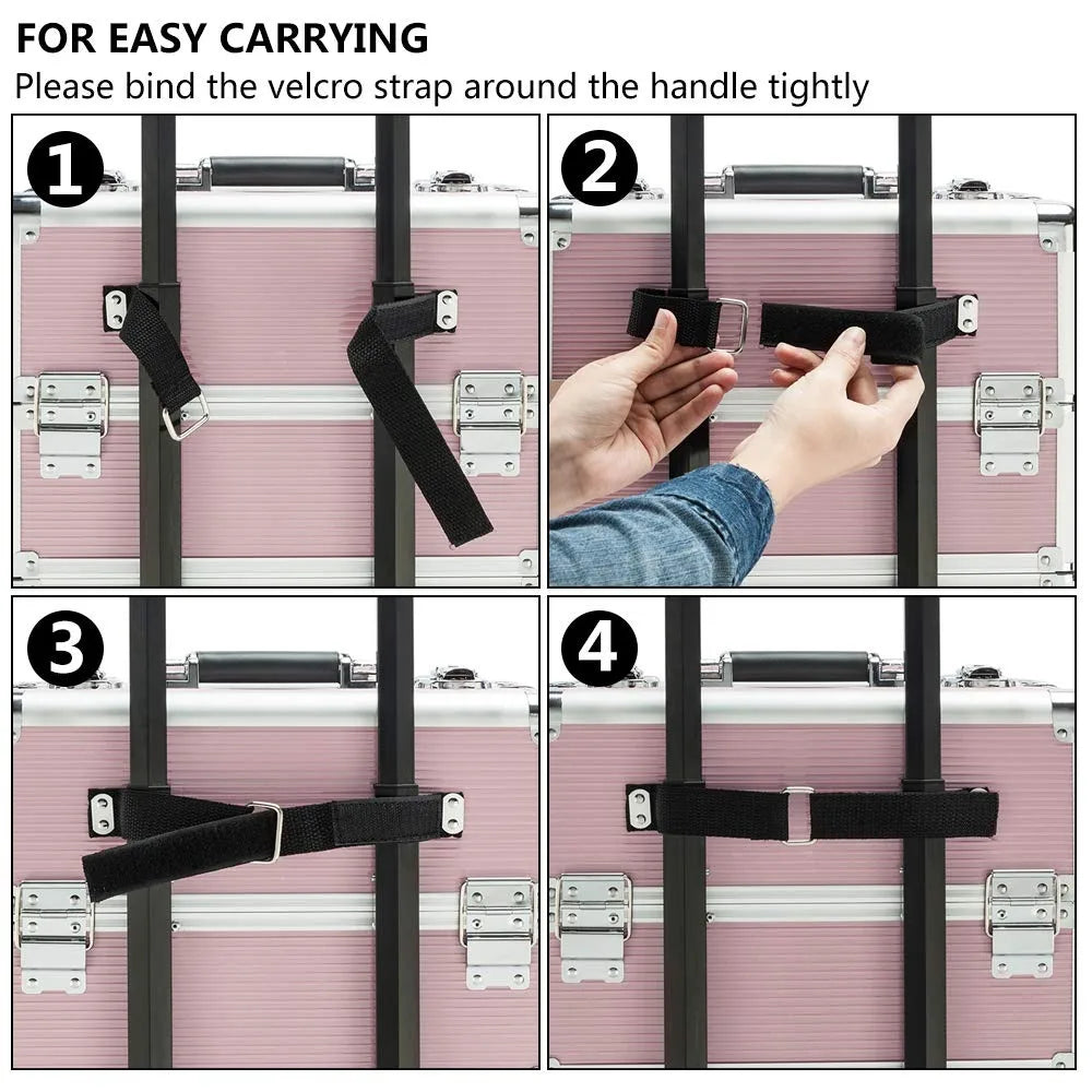4in1 Rolling Aluminum Makeup Train Case With Wheels