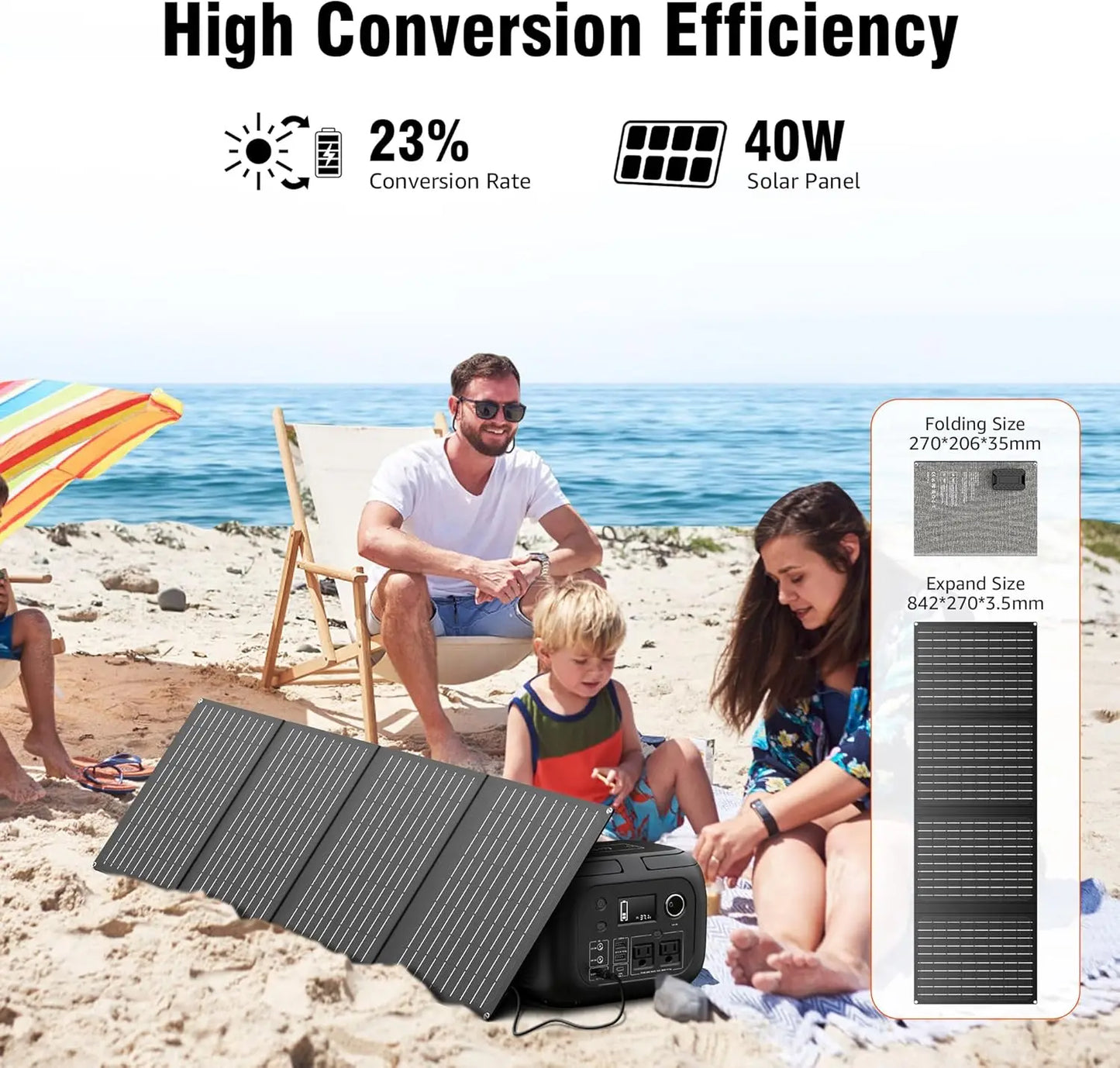 300W 260Wh Portable Power Station with 40W Solar Panels and 110V AC Outlet for Outdoor Travel Camping and RV