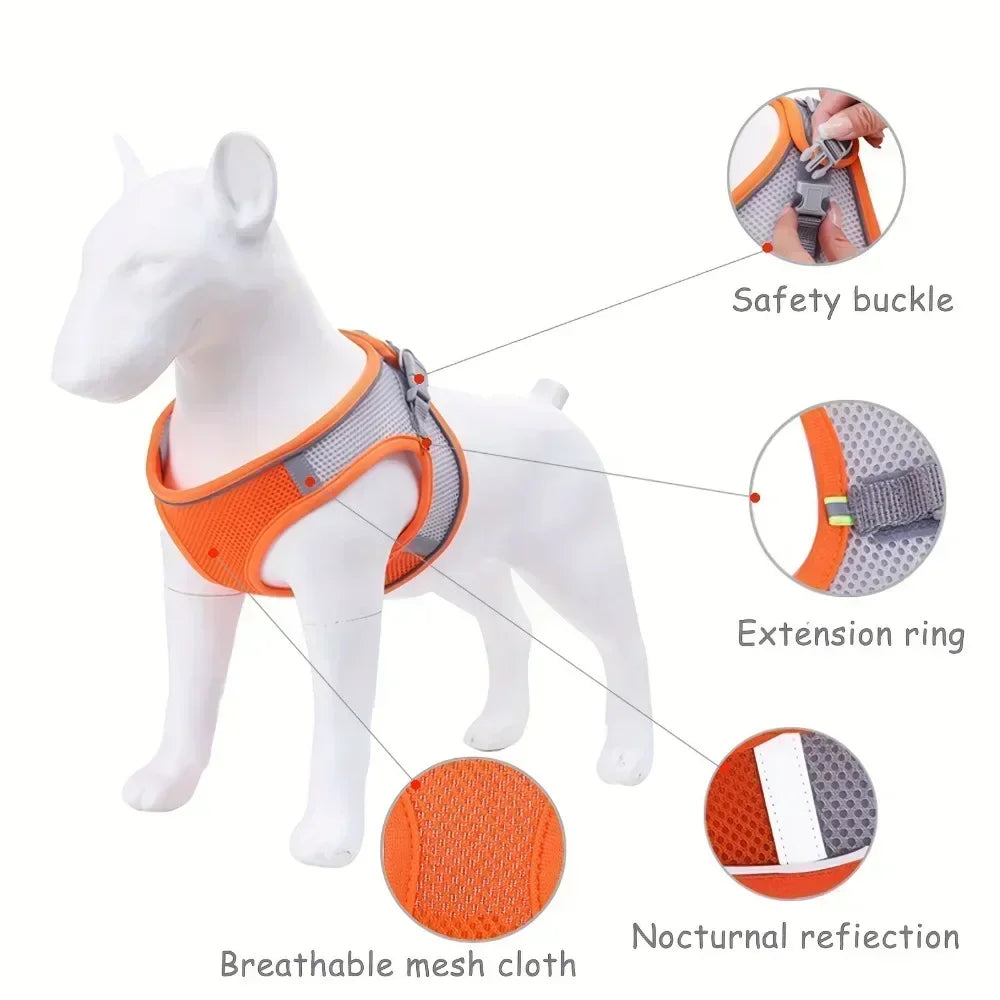 Vest Walking Traction Rope Cat Harness with Reflective Strip