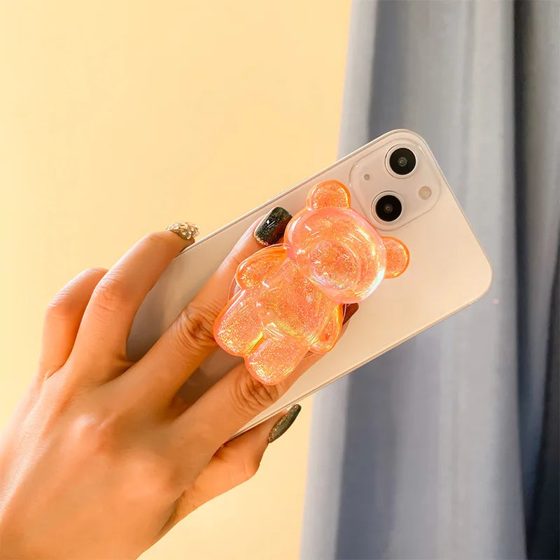Korea Glitter Bear Cell Phone Holder Grip Tok Bracket