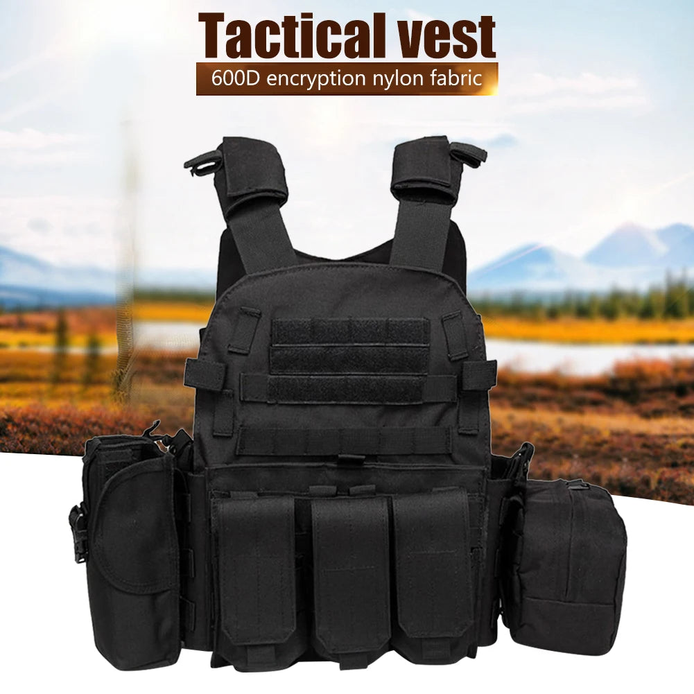 Nylon Tactical Vest Body Armor Hunting Carrier Airsoft Accessories CS Combat MOLLE Camo Military Army Vest for Outdoor Use