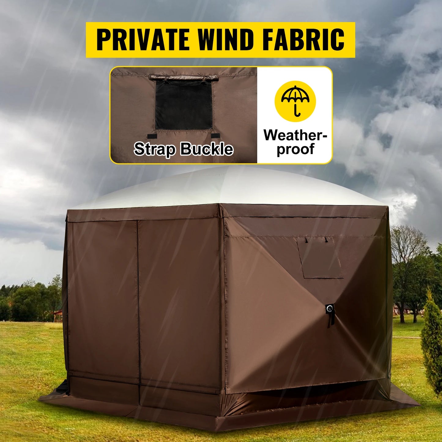 VEVOR Pop Up Camping Gazebo Canopy Shelter 6 Sided 12 x 12 10 x 10 Sun Shade Tents and Canopies for Camping and Hiking