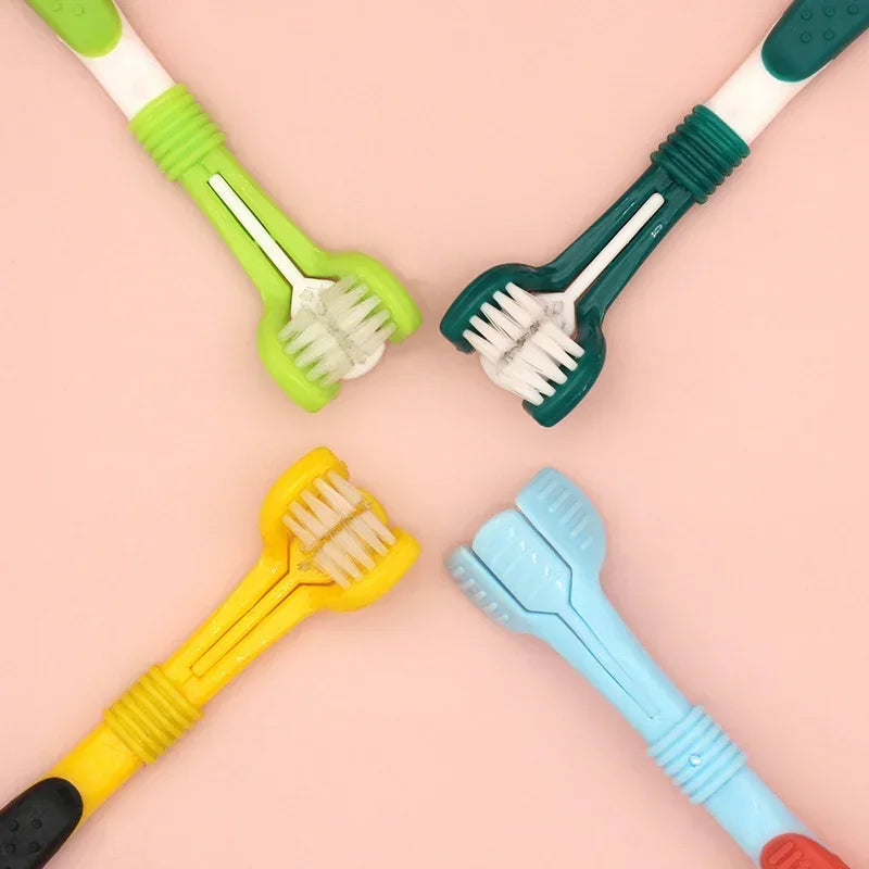 Three Sided Pet Toothbrush Three-Head Cleaning Tool for Dogs and Cats