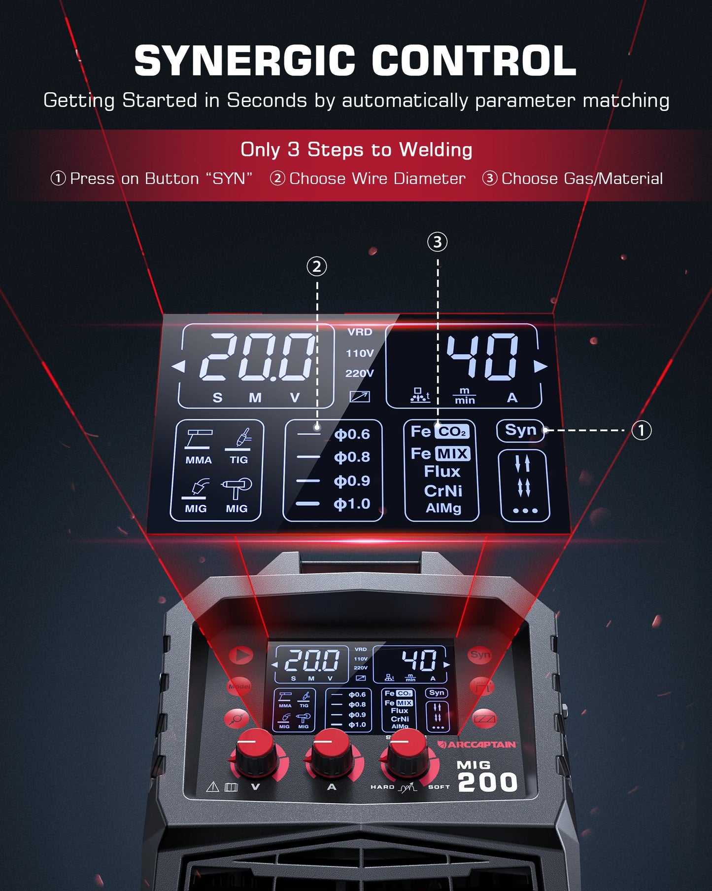 ARCCAPTAIN MIG Welding Welder 6 in 1 110V 220V For Home