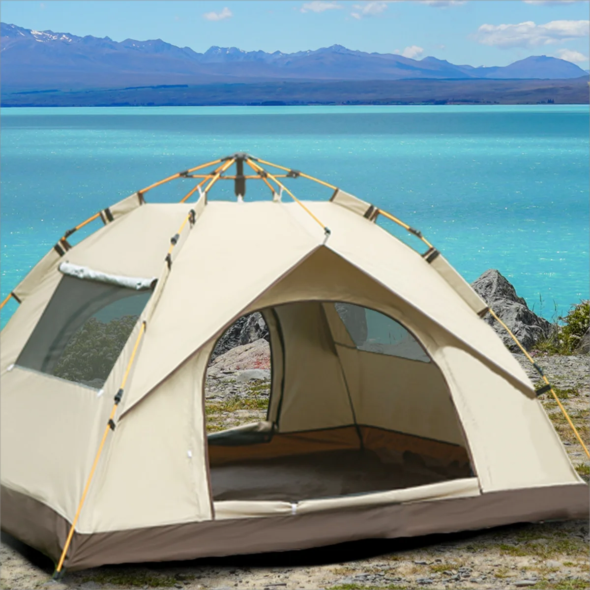 Outdoor Shelter Sunshade Self Driving Travel Camping Tent with Two Doors and Two Windows
