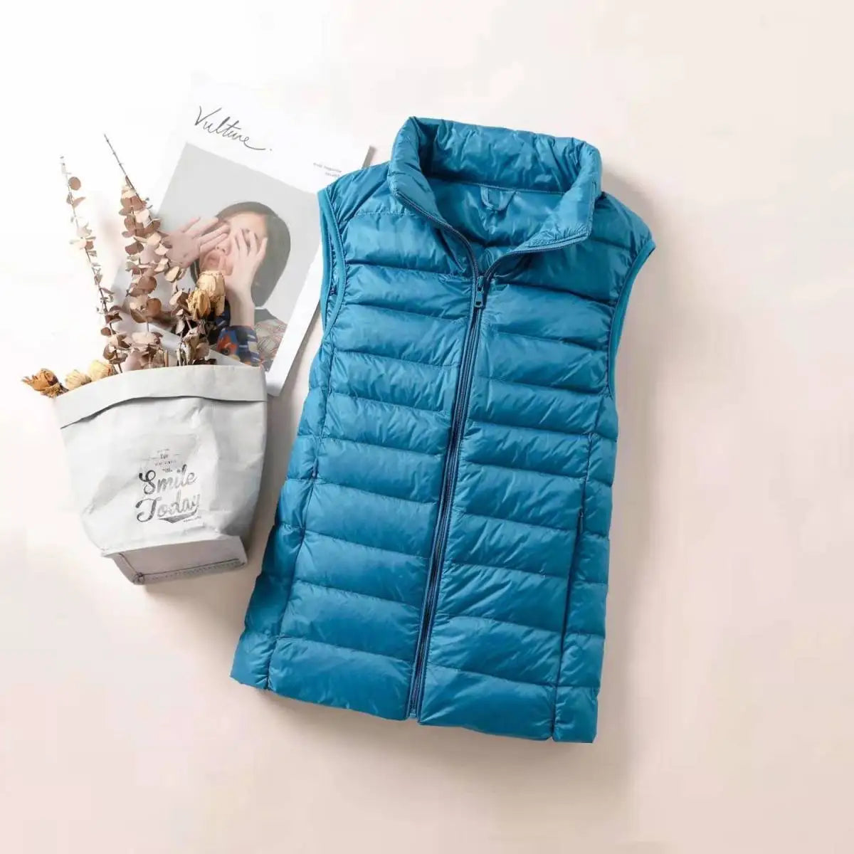 New 2024 Ultra Light Down Vest for Women Slim Sleeveless