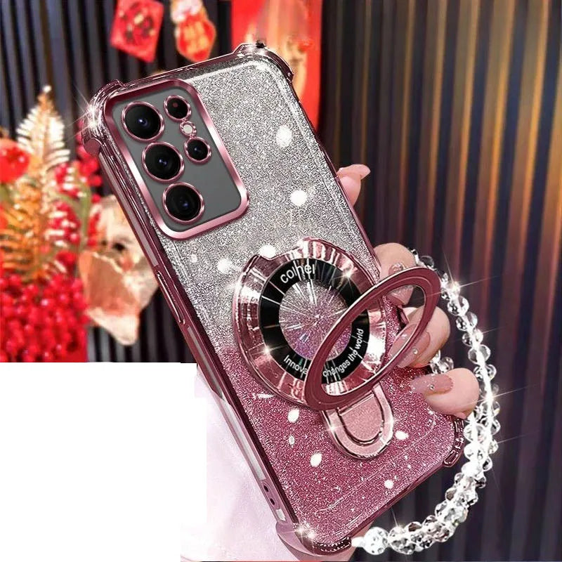 For Oppo Reno 13 Reno13 13F Reno 12 12F Case Shockproof Glitter Bracelet Cover