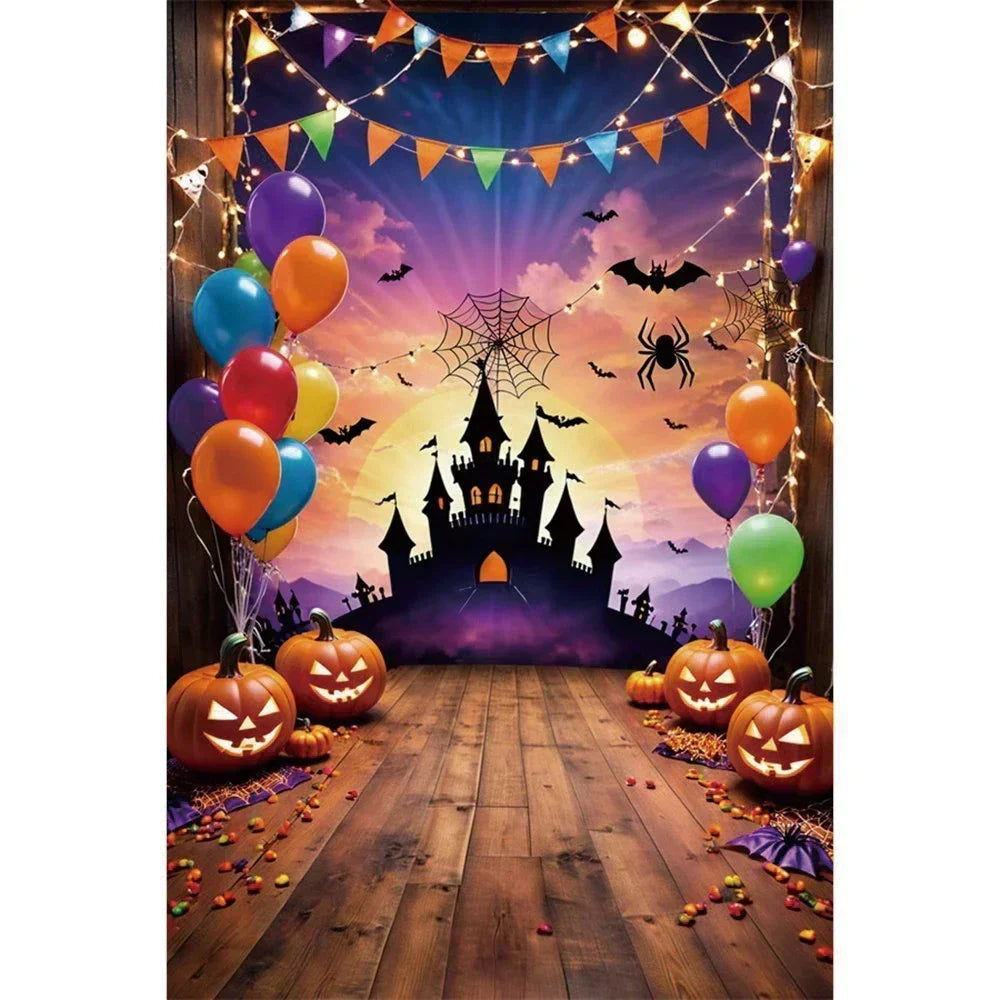 Halloween Party Backdrop Full Moon Horror Night Castle Pumpkin Outdoor House Party Decoration Banner Photography Background