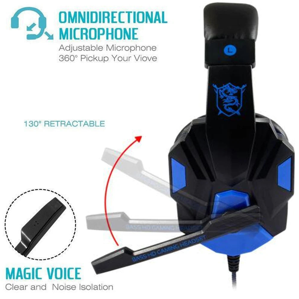 Wired Gaming Headset for PS4 PS5 Xbox Smartphone and PC 120 Degree Adjustable with Noise Cancelling Microphone