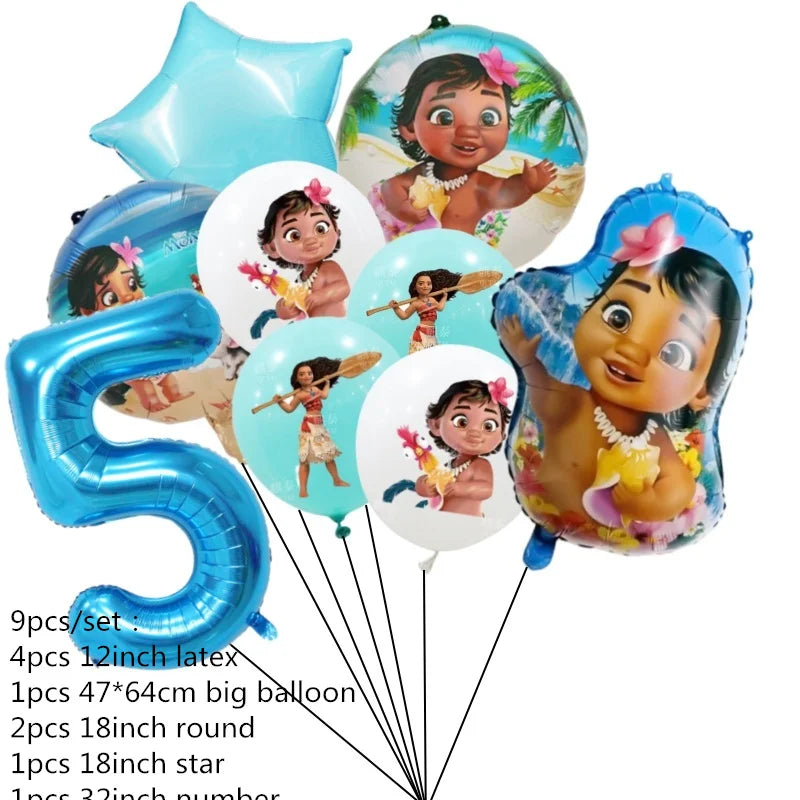 Disney Moana Theme Party Set Vaiana Oceania Birthday Decoration Plates Balloons Cake Toppers Girls Favor