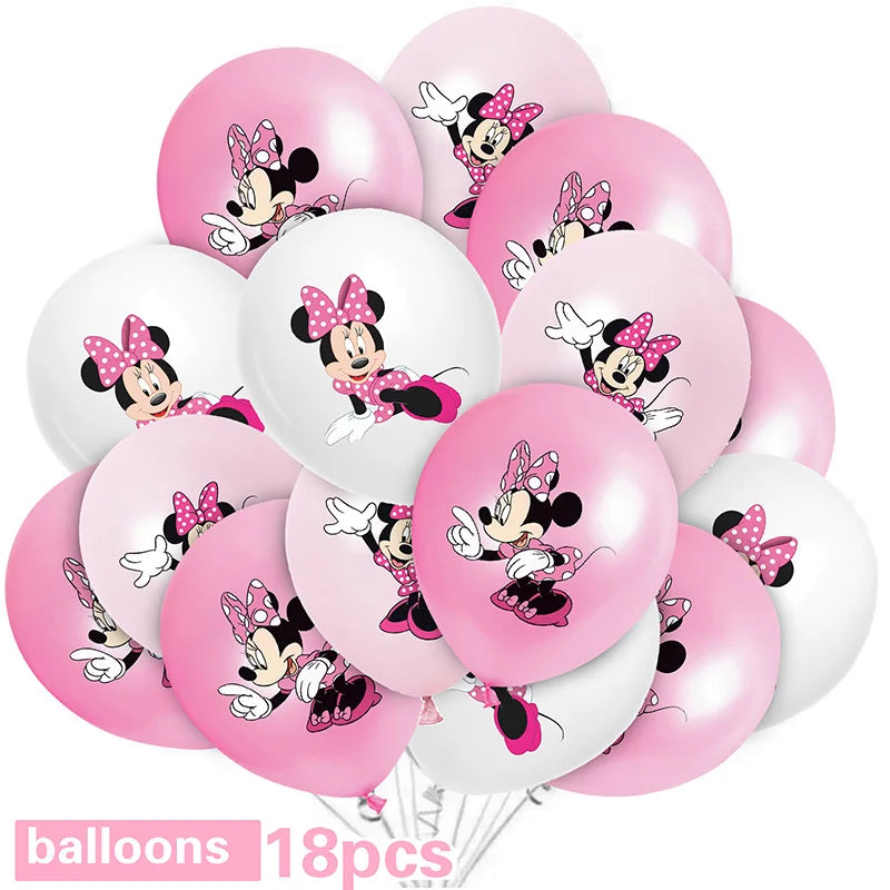 Minnie Mouse Birthday Party Decoration Girls Disposable Tableware Balloon Cups Plates Tablecloth Baby Shower Party Supplies