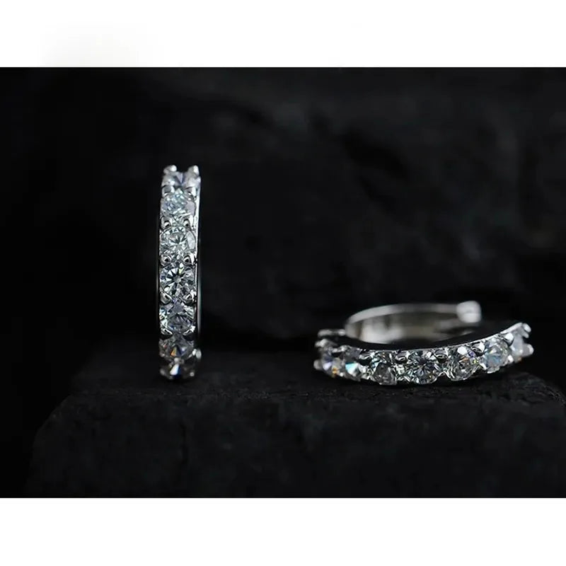 Fast Ship Newest Luxury Romantic Women's 925 Sterling Silver Plated Rhinestone Crystal Hoop Earrings
