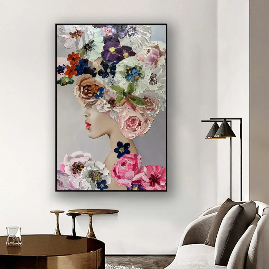 Hand Painted Oil Painting Flower Painting on Canvas 3D Flower Wall Decor Custom Wall Art Floral Wall Art Textured Beauty Figures