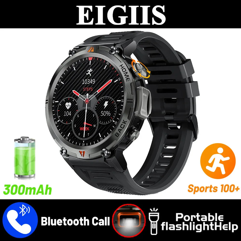 LaNikar KE3 Bluetooth Call Smart Watch for Men Full Touch Screen Health Monitor with Flashlight Compatible with IOS and Android