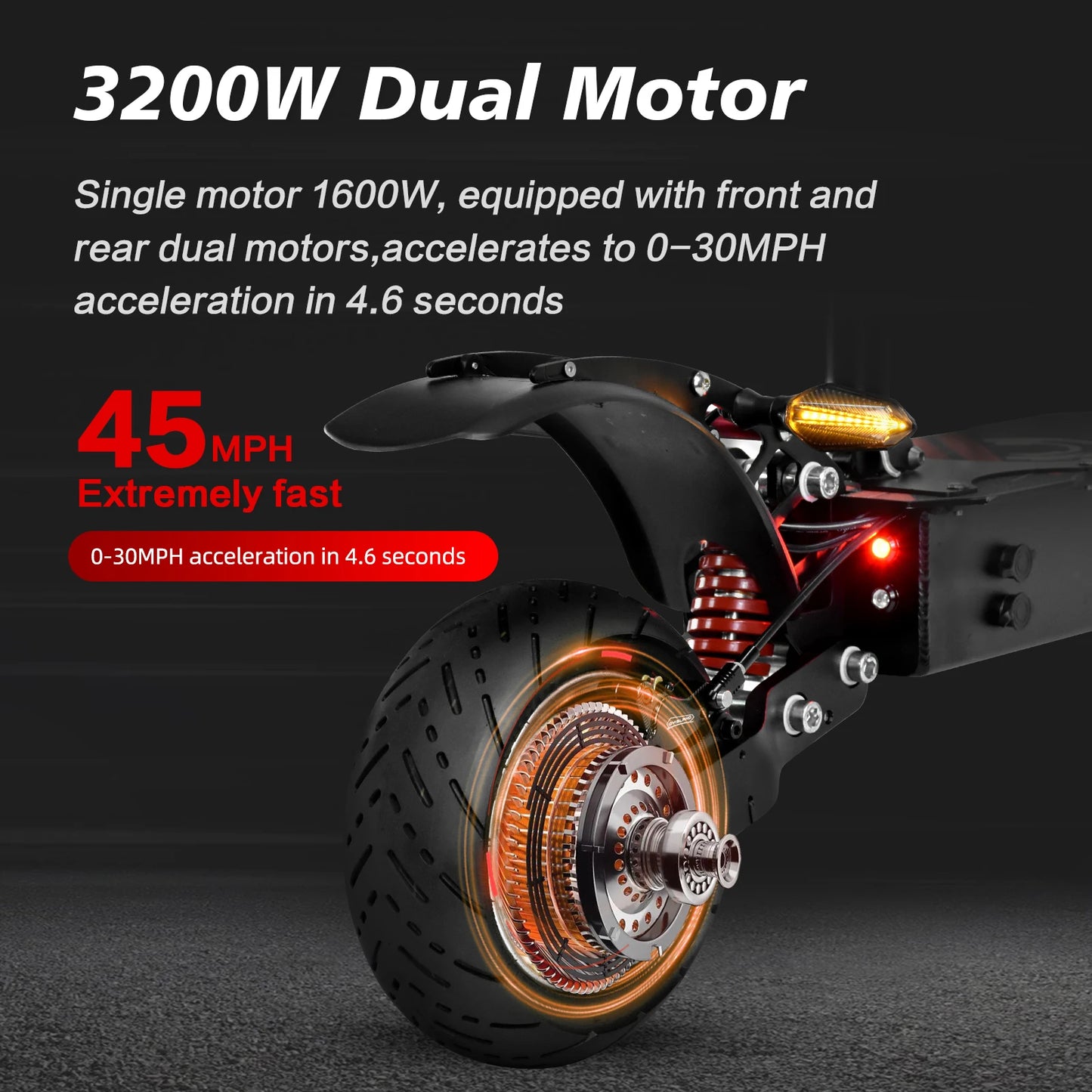 High Speed Off Road Electric Scooter 3200W Dual Motor Long Endurance Mileage Foldable Commuting E Scooter