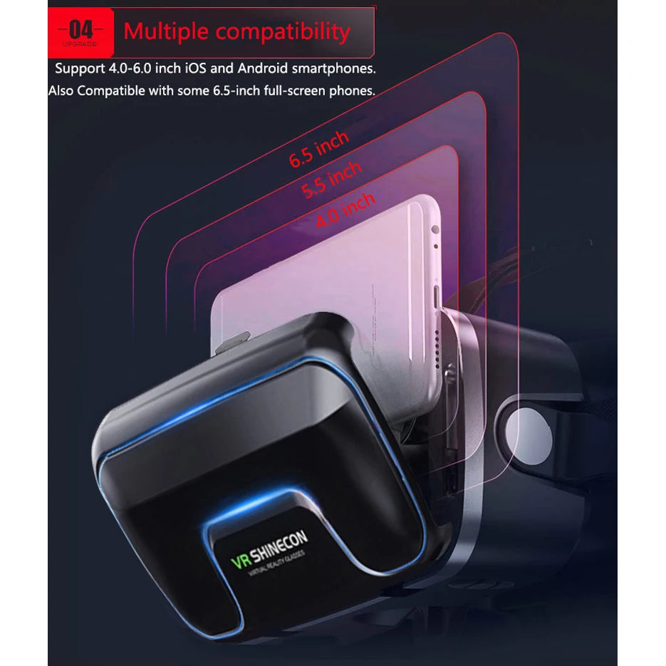VR Shinecon 10.0 Virtual Reality Glasses for Smartphones 3D Headset Goggles Gaming Binoculars
