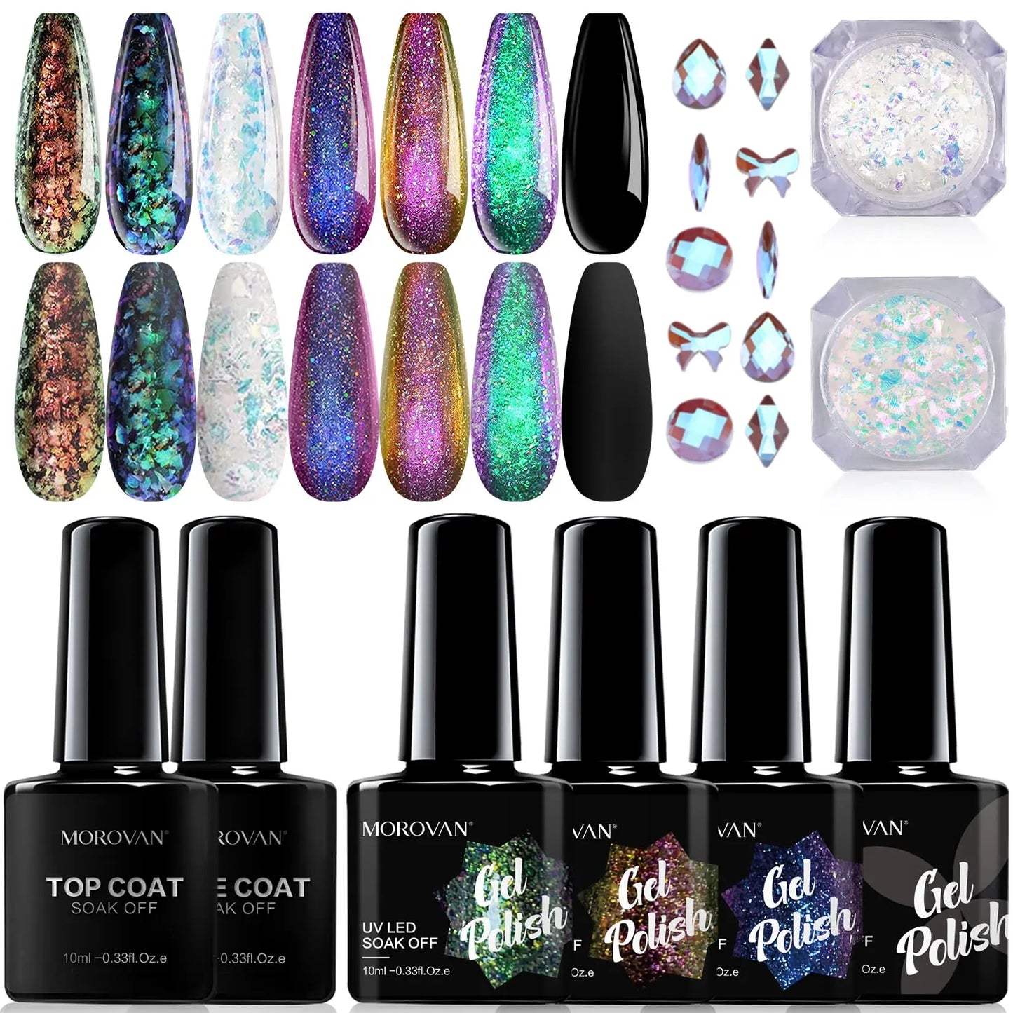 Morovan Chameleon Gel Nail Polish Set With Base Top