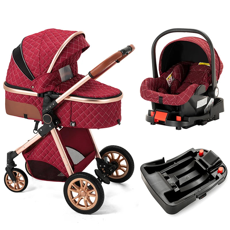 3-in-1 Baby Stroller That Can Sit Or Lie Down With ISOfix Interface Baser Multi-Purpose Luxury Newborn Travel Baby Stroller