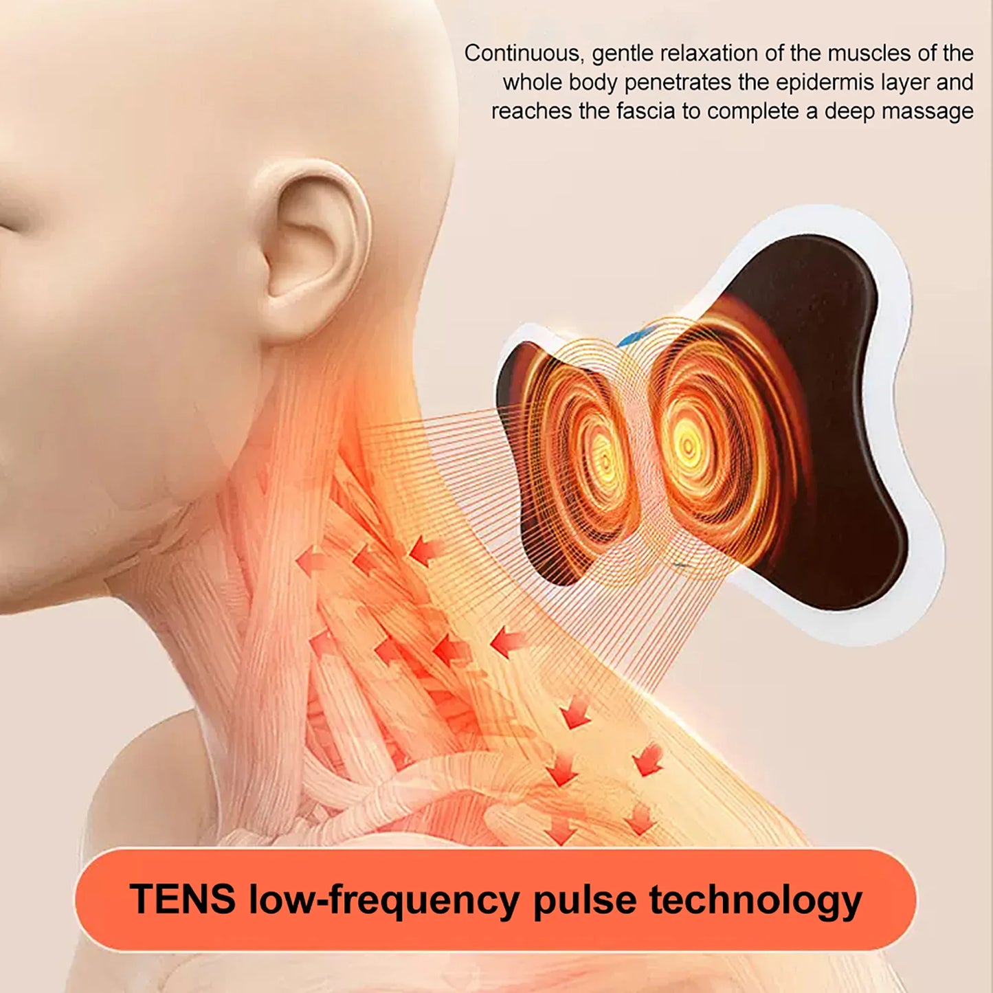 Mini Electric Neck Massager EMS Cervical Back Massage Patch 8 Modes Muscle Relaxation Tool
