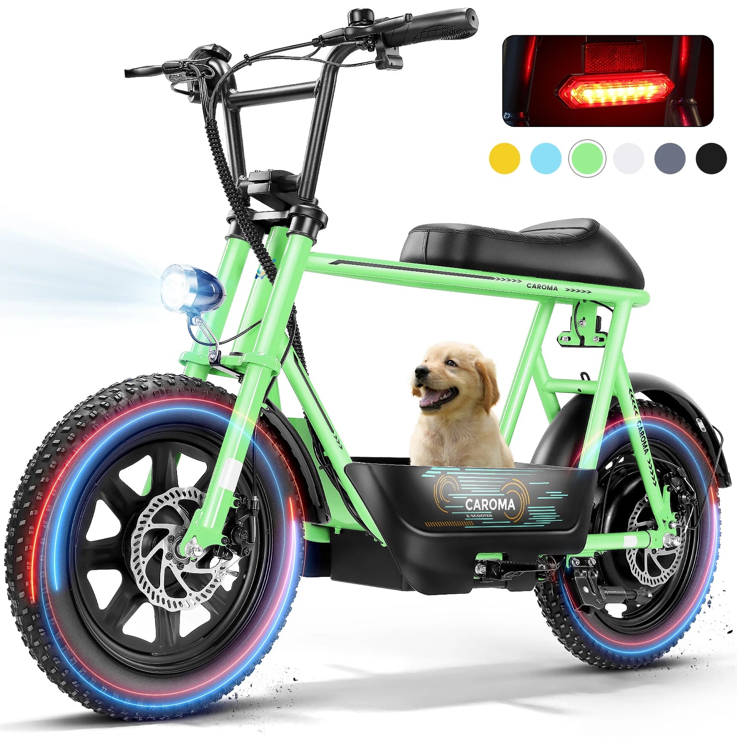 Peak 819W Electric Scooter with Seat for Adults 16 Inch Fat Tire All Terrain Commuter Ebike for Teens with Carry Basket