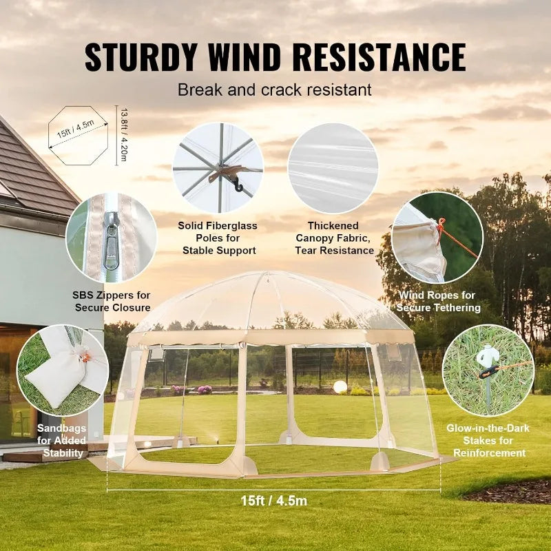 VEVOR Upgraded Pop Up Bubble Tent for 12 to 15 People 15x13.8ft Large Outdoor Sports Tent Weatherproof Clear Tent Shelter