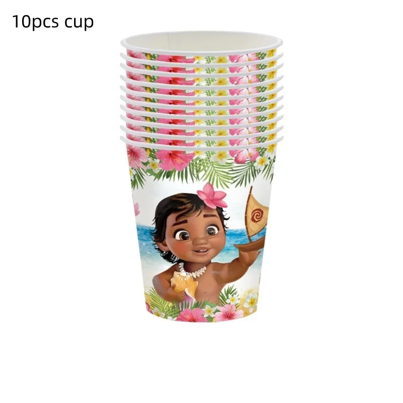 Disney Moana Theme Party Set Vaiana Oceania Birthday Decoration Plates Balloons Cake Toppers Girls Favor