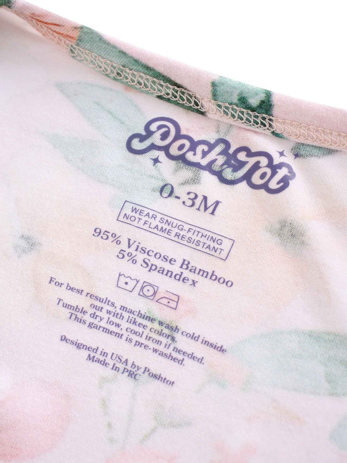 POSHTOT Pink Flowers Pattern Fiber Baby Long Sleeve Romper