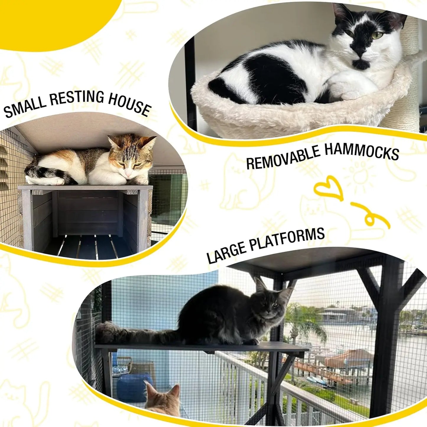 Cat House Outdoor Catio for Catis Mobile Enclosures on Wheels Large Cat Cage with Waterproof Cover,Resting House