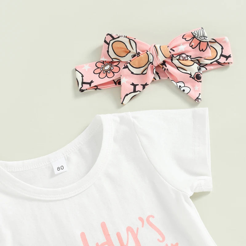 Baby Girls Easter Outfit Sets Pink Ruffle Sleeve Top Leggings