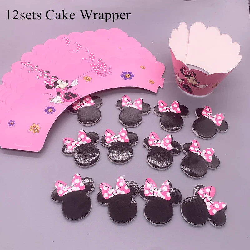Minnie Mouse Birthday Party Decoration Girls Disposable Tableware Balloon Cups Plates Tablecloth Baby Shower Party Supplies