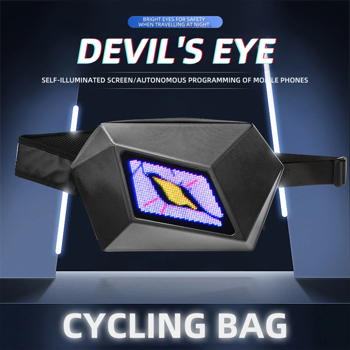 Knight Travel Inclined Shoulder Bag Hard Shell Backpack Cool DIY LED Style Men's Shoulder Bag Outdoor Cycling Portable Bag