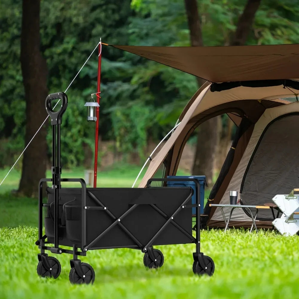 Outdoor Camping Handcart with Foldable Wheels Portable Cargo Transport for Hiking Camping and Adventures One Hand Operation