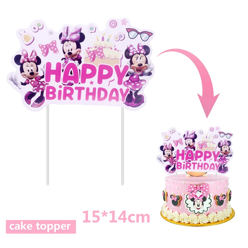Minnie Mouse Birthday Party Decoration Girls Disposable Tableware Balloon Cups Plates Tablecloth Baby Shower Party Supplies