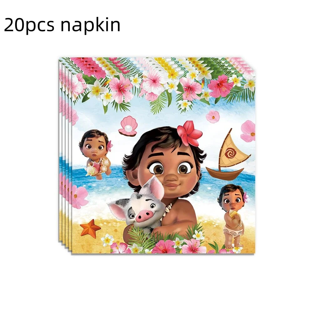Disney Moana Theme Party Set Vaiana Oceania Birthday Decoration Plates Balloons Cake Toppers Girls Favor