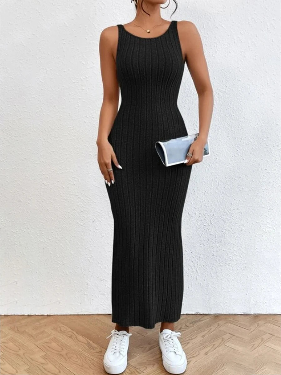 Women Knitted Backless Sleeveless Summer Dress Cocktail