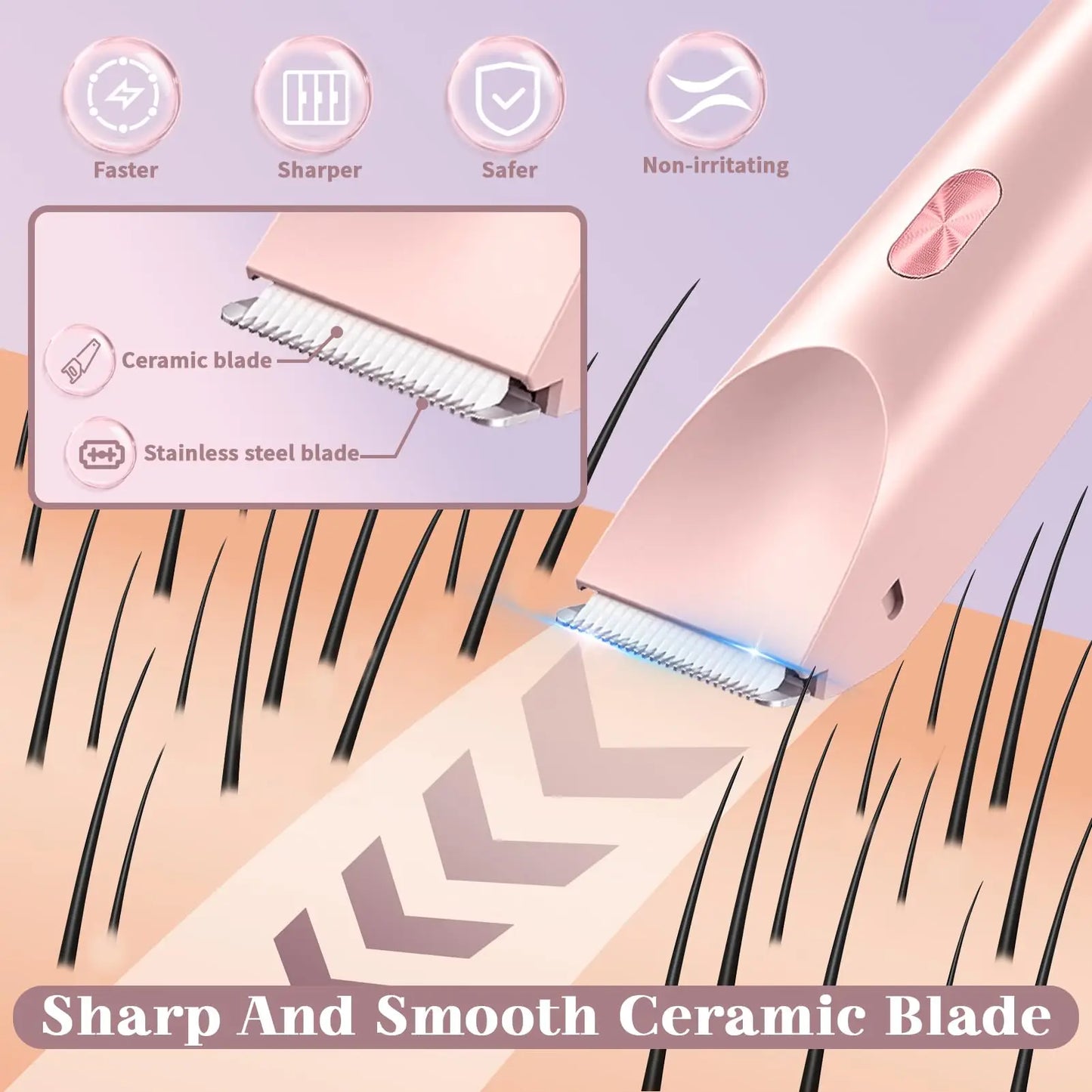 Electric Shaver for Women Waterproof Wet and Dry Hair Razor 2 in 1 Double Head Dual Bikini Hair Trimmer Detachable Head Shaver