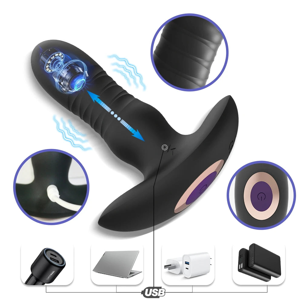 Telescopic Vibrating Anal Butt Plug With App Remote