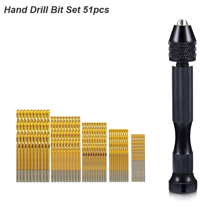 Micro Mini Pin Vise Hand Drill Twist Bit Set For DIY Craft