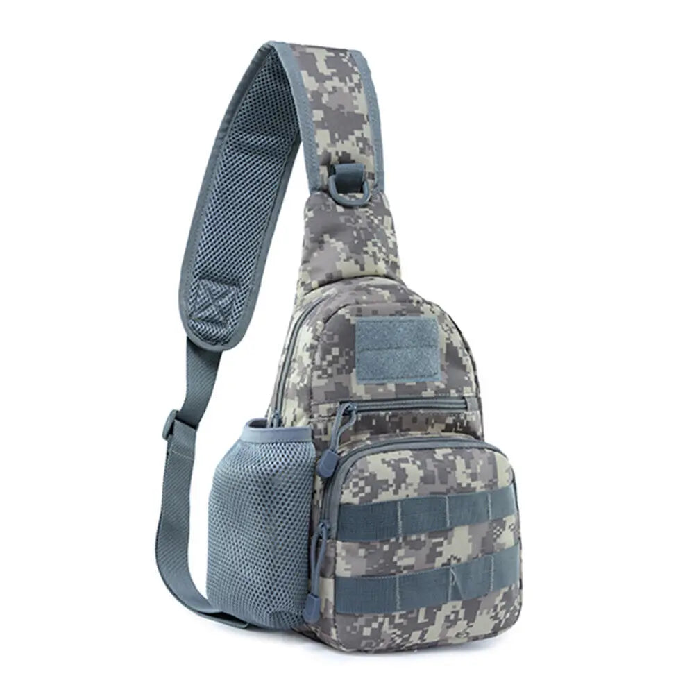 Men's Molle Tactical Sling Backpack Crossbody Bag with Water Bottle Holder