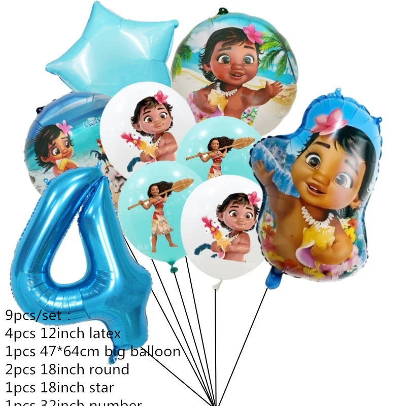 Disney Moana Theme Party Set Vaiana Oceania Birthday Decoration Plates Balloons Cake Toppers Girls Favor