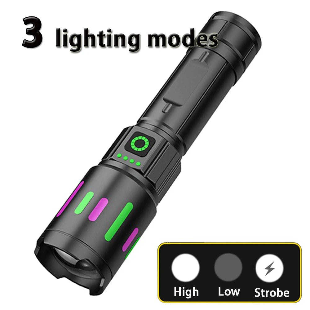 S615 Powerful LED Flashlight Rechargeable Zoomable Tactical Torch Super Bright Lantern for Outdoor Camping Hiking
