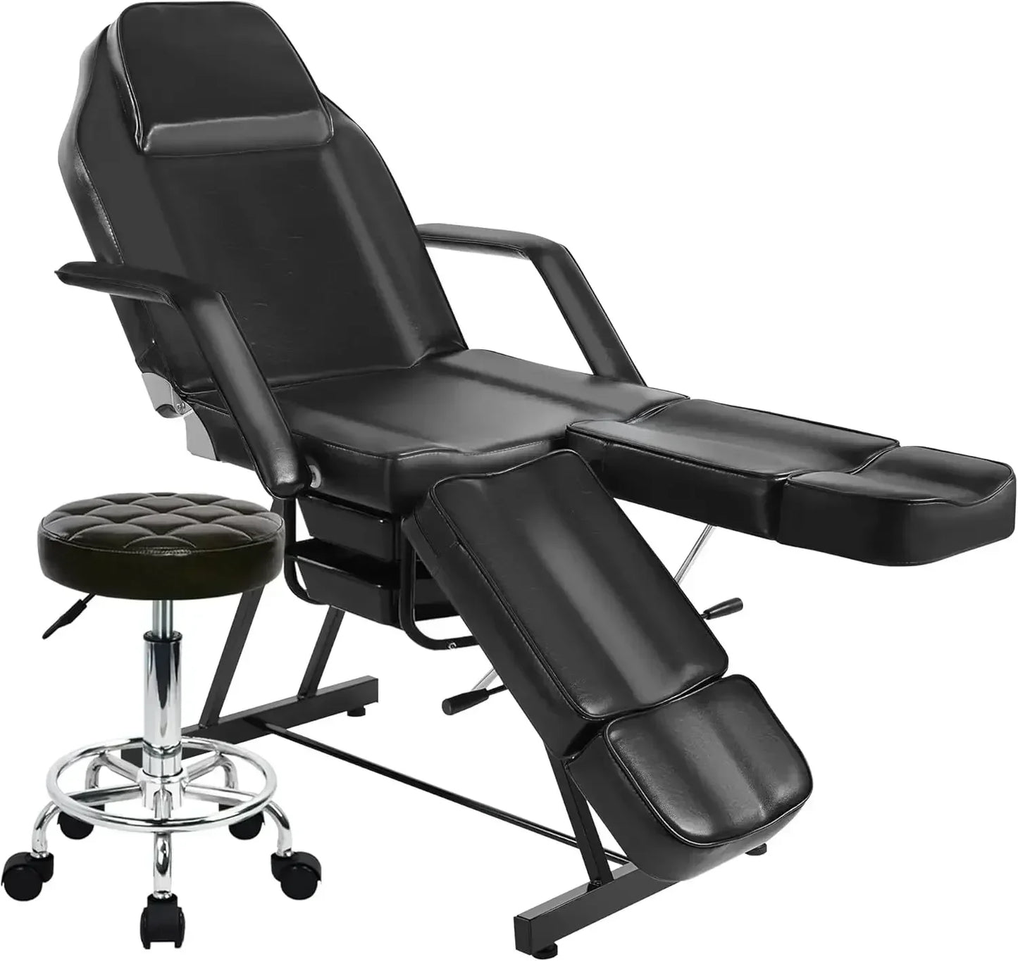 Tattoo Facial Chair for Client, Professional Beauty Massage Spa Table Adjustable Black Lash Facial Esthetician Bed for Artist