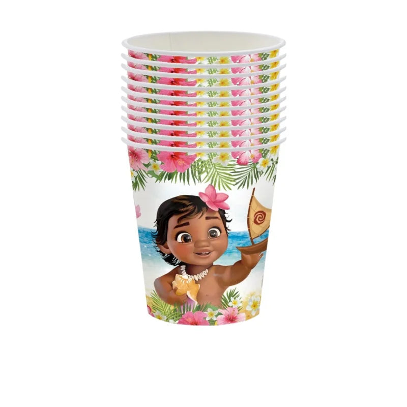 Disney Moana Theme Party Set Vaiana Oceania Birthday Decoration Plates Balloons Cake Toppers Girls Favor