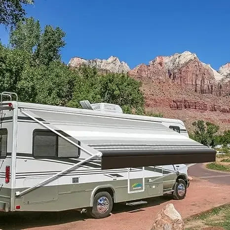 Manual RV Awning White Modular Retractable Awning Complete Kit for RV 5th Wheel Travel Trailers Toy Haulers